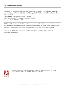 Exhibition of the Arthur Jerome Eddy Collection of Modern Paintings and Sculpture Source: Bulletin of the Art Institute of Chicago (1907-1951), Vol