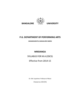 MRIDANGA SYLLABUS for MA (CBCS) Effective from 2014-15