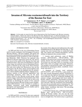 Invasion of Microtus Rossiaemeridionalis Into the Territory of the Russian Far East I