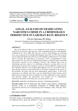 Legal Analysis of Eradicating Narcotics Crime in a Criminology Perspective in Labuhan Batu Regency