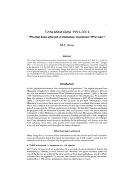 Flora Malesiana 1991-2001 What Has Been Achieved: Revitalisation, Momentum? What Next?