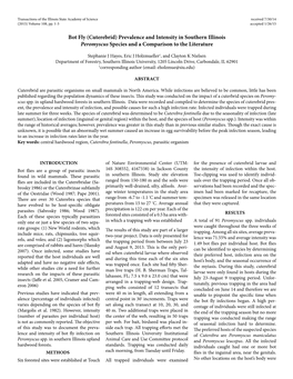 Bot Fly (Cuterebrid) Prevalence and Intensity in Southern Illinois Peromyscus Species and a Comparison to the Literature