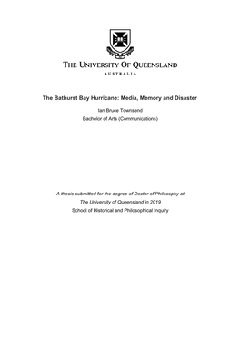 The Bathurst Bay Hurricane: Media, Memory and Disaster