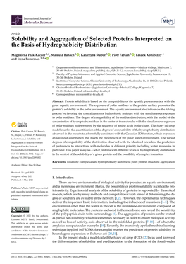 Solubility and Aggregation of Selected Proteins Interpreted on the Basis of Hydrophobicity Distribution