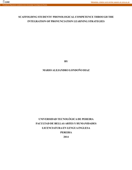 Scaffolding Students' Phonological Competence Through the Integration of Pronunciation Learning Strategies