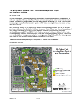 Mt. Tabor Park Breeding Bird Survey Results 2009