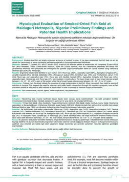 Mycological Evaluation of Smoked-Dried Fish Sold at Maiduguri Metropolis, Nigeria: Preliminary Findings and Potential Health Implications