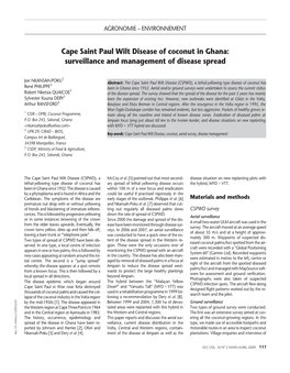 Cape Saint Paul Wilt Disease of Coconut in Ghana: Surveillance and Management of Disease Spread