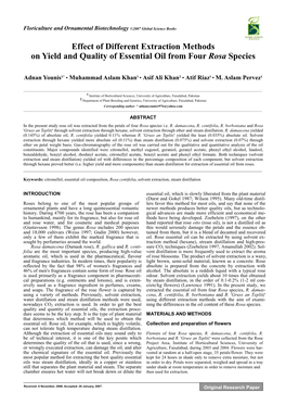 Effect of Different Extraction Methods on Yield and Quality of Essential Oil from Four Rosa Species