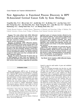 New Approaches to Functional Process Discovery in HPV 16-Associated Cervical Cancer Cells by Gene Ontology