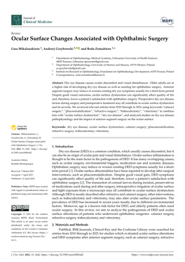Ocular Surface Changes Associated with Ophthalmic Surgery