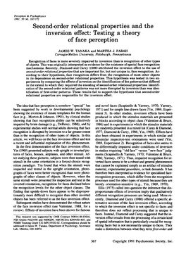 Second-Order Relational Properties and the Inversion Effect: Testing a Theory of Face Perception