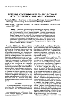 Dispersal and Survivorship in a Population of Geolycosa Turricola