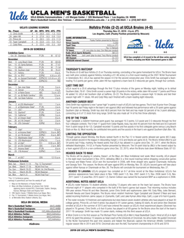 UCLA Men's Basketball UCLA’Sucla SEASON/Careerseason/Career Statistics (As of Nov 18, STATS 2019) 2019-20All Gamesroster