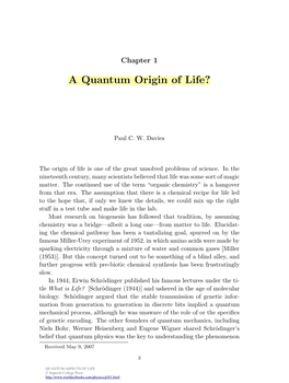 A Quantum Origin of Life?