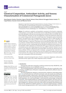 Chemical Composition, Antioxidant Activity, and Sensory Characterization of Commercial Pomegranate Juices