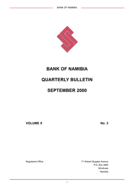 Bank of Namibia Quarterly Bulletin September 2000
