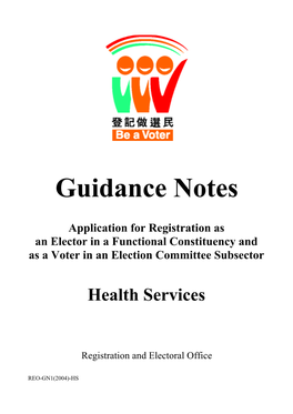 Guidance Notes Application for Registration As an Elector in A
