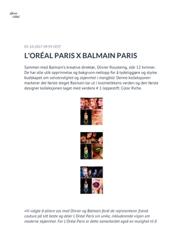 L'oréal Paris X Balmain Paris