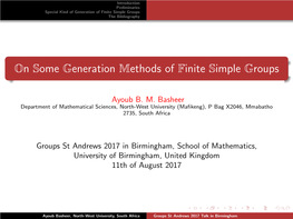 On Some Generation Methods of Finite Simple Groups