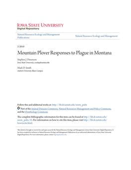 Mountain Plover Responses to Plague in Montana Stephen J