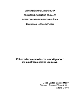 El Herrerismo Como Factor 'Amortiguador' De La Política Exterior