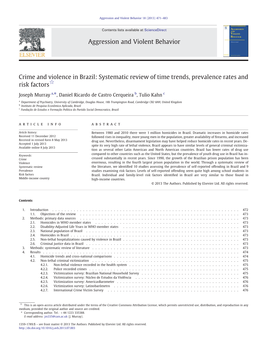 Crime and Violence in Brazil: Systematic Review of Time Trends, Prevalence Rates and Risk Factors☆