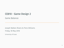 Game Design 2 Game Balance