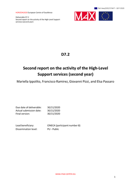 D7.2 Second Report on the Activity of the High-Level Support Services (Second Year)