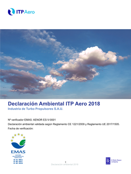 Declaración Ambiental ITP Aero 2018 Industria De Turbo Propulsores S.A.U