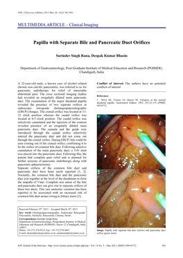 Papilla with Separate Bile and Pancreatic Duct Orifices