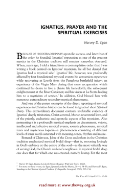 Ignatius, Prayer and the Spiritual Exercises