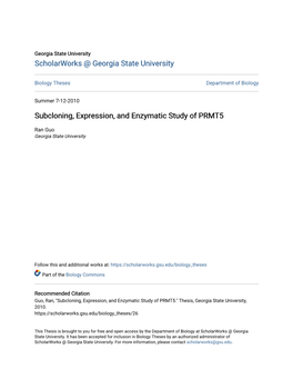 Subcloning, Expression, and Enzymatic Study of PRMT5