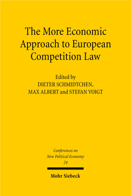 The More Economic Approach to European Competition Law