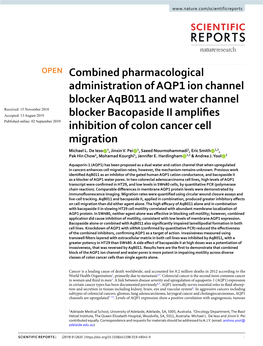 Combined Pharmacological Administration of AQP1 Ion Channel