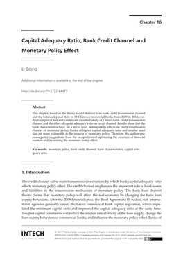 Capital Adequacy Ratio, Bank Credit Channel and Monetary Policy Effect 203