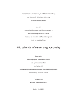 Microclimatic Influences on Grape Quality