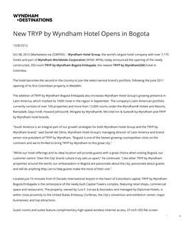 New TRYP by Wyndham Hotel Opens in Bogota