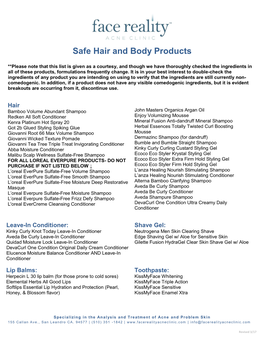 Safe Hair and Body Products