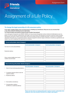 Assignment of a Life Policy
