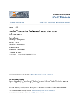 Gigabit Telerobotics: Applying Advanced Information Infrastructure