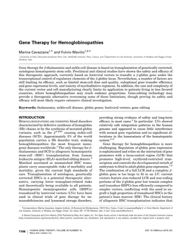 Gene Therapy for Hemoglobinopathies