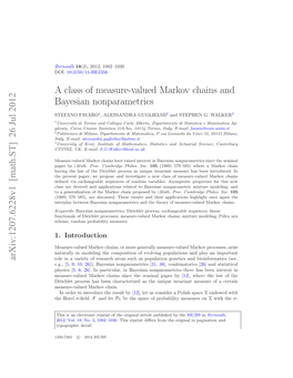 A Class of Measure-Valued Markov Chains and Bayesian Nonparametrics