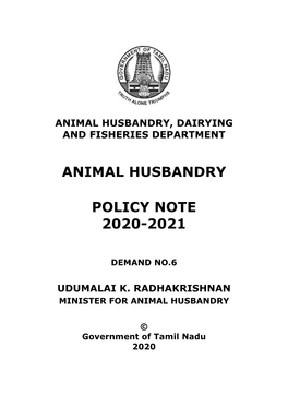 Animal Husbandry Policy Note 2020-2021