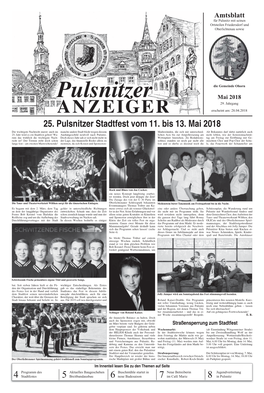 25. Pulsnitzer Stadtfest Vom 11. Bis 13. Mai 2018