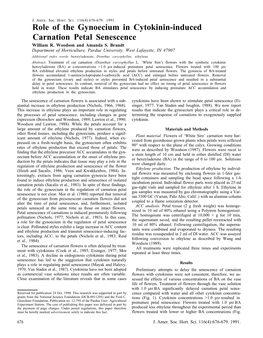 "Role of the Gynoecium in Cytokinin-Induced Carnation Petal