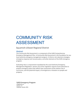 Community Risk Assessment