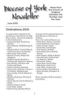 Diocese of York Newsletter