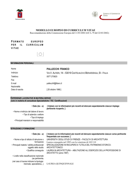 Modello Europeo Di Curriculum Vitae Pallecchi