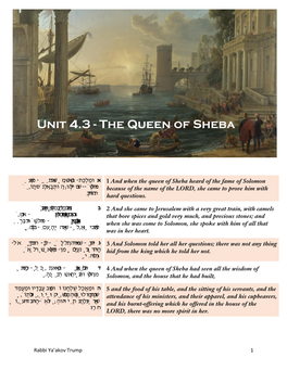 Unit 4.3 - the Queen of Sheba